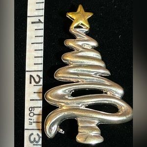 Silver And Gold Tone‎ Brooch Christmas Tree